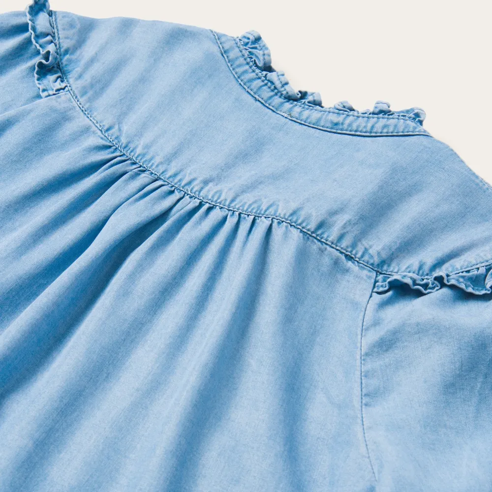 Stetson Lightweight Denim Peasant Blouse Blue Sale