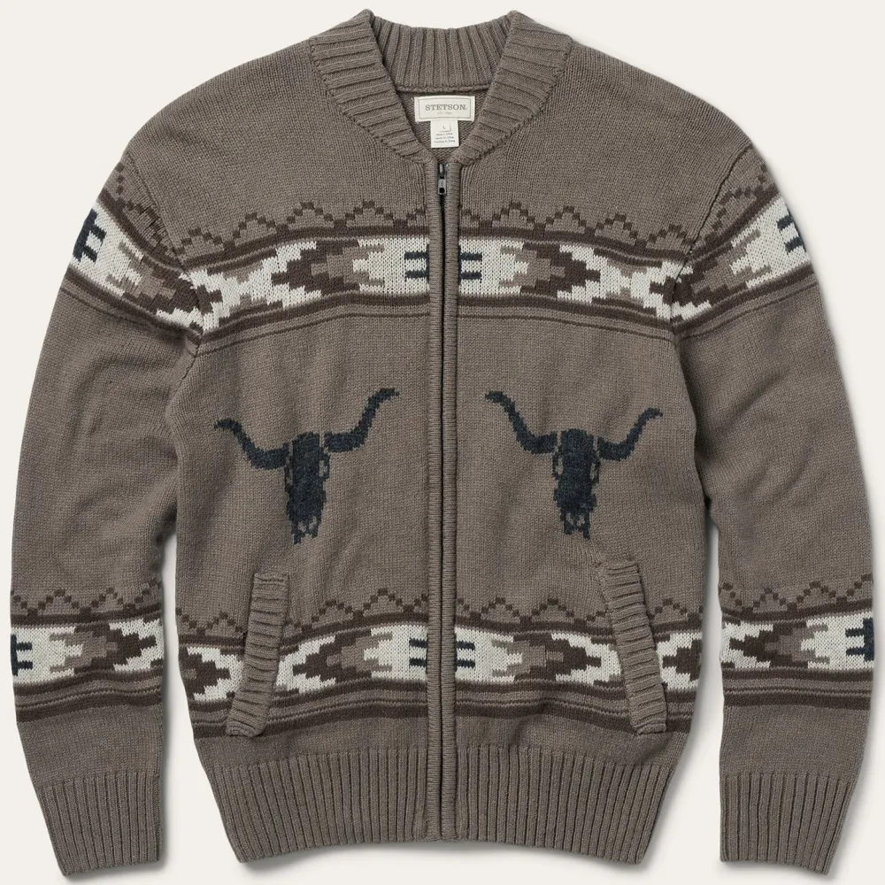 Stetson Longhorn Cardigan Brown New