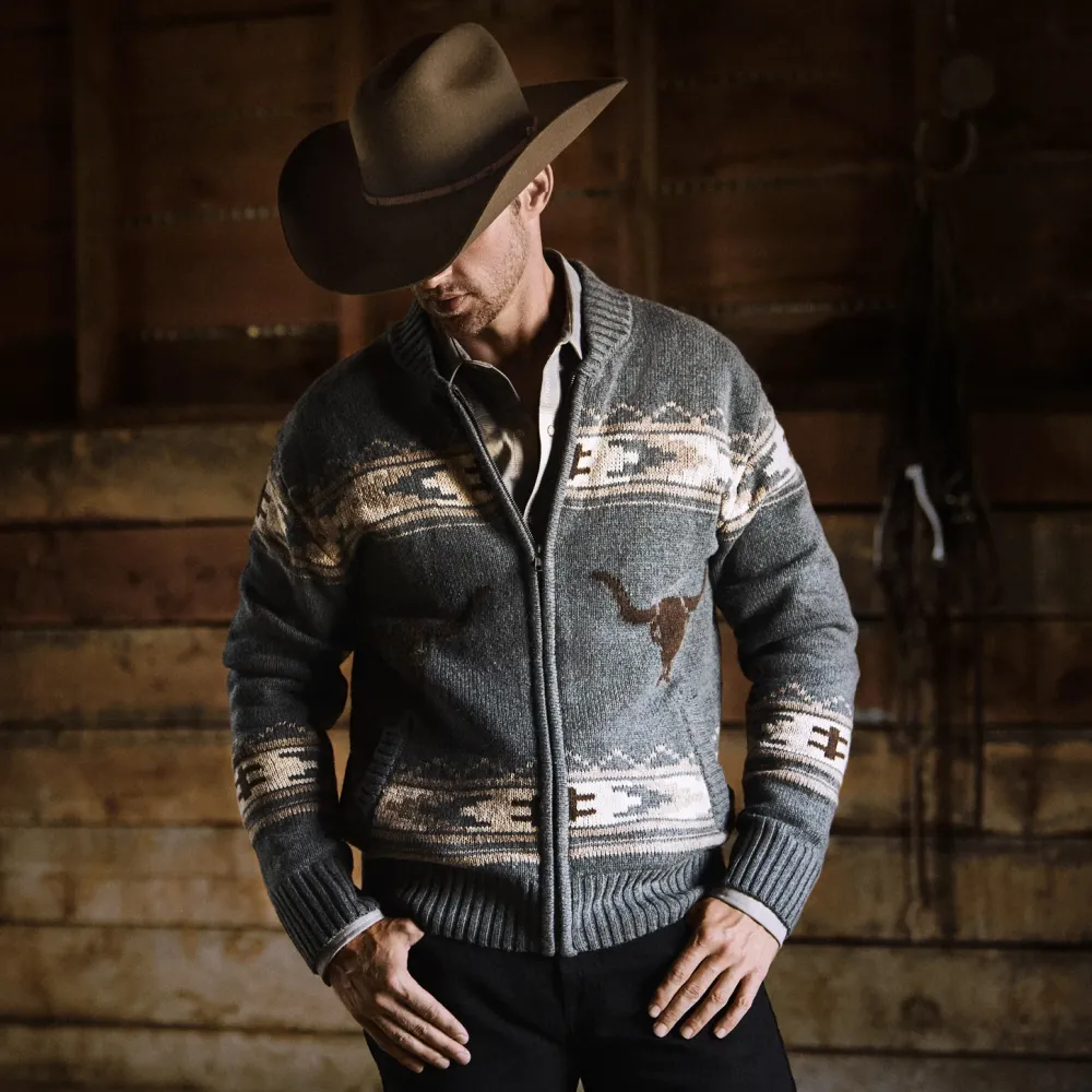Stetson Longhorn Cardigan Grey Clearance