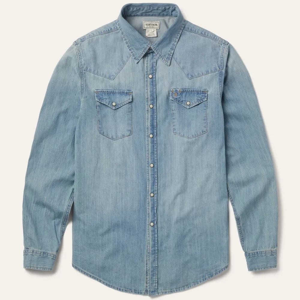 Stetson Long-Sleeved Denim Shirt Blue Hot