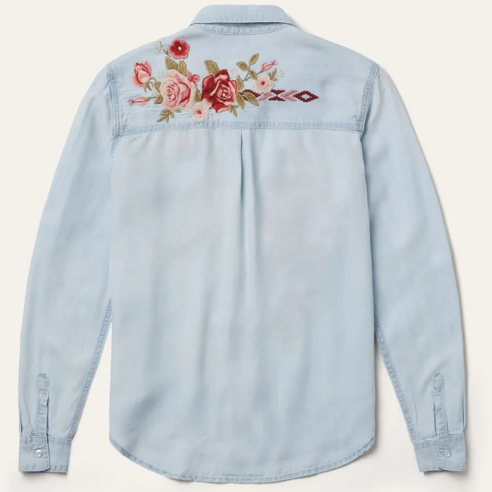 Stetson Long-Sleeved Embroidered Blouse Blue Best