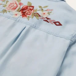 Stetson Long-Sleeved Embroidered Blouse Blue Best