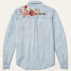 Stetson Long-Sleeved Embroidered Blouse Blue Sale