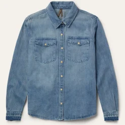 Stetson Loose Fit Denim Snap-Front Shirt Blue Clearance
