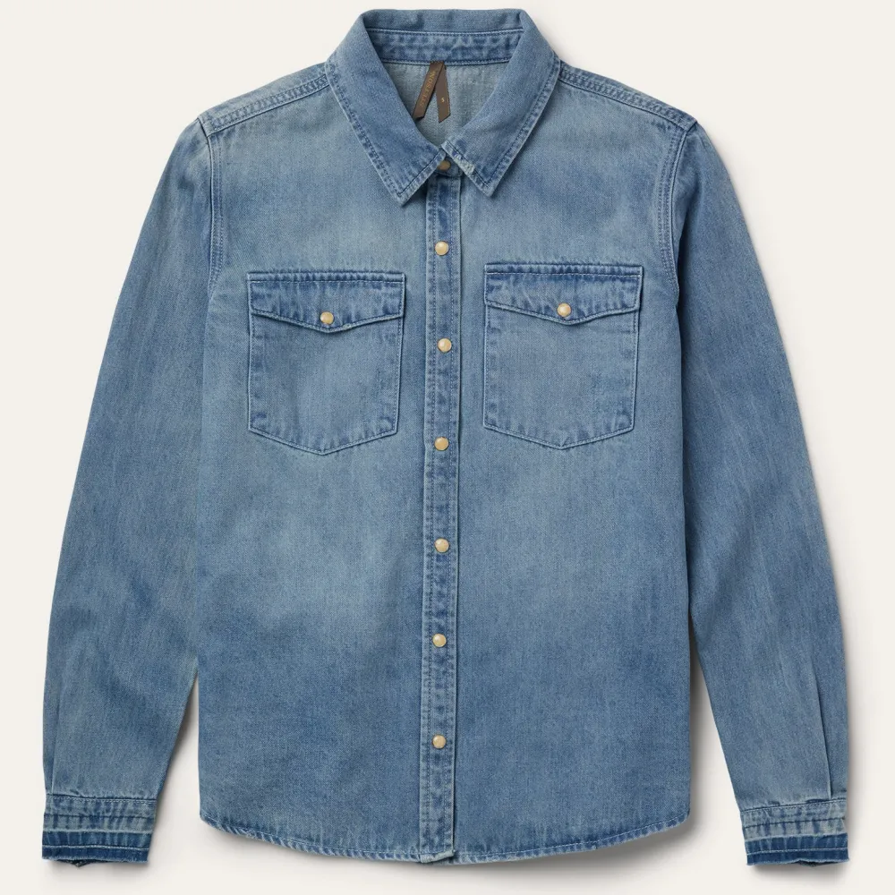Stetson Loose Fit Denim Snap-Front Shirt Blue Best