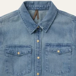 Stetson Loose Fit Denim Snap-Front Shirt Blue Best