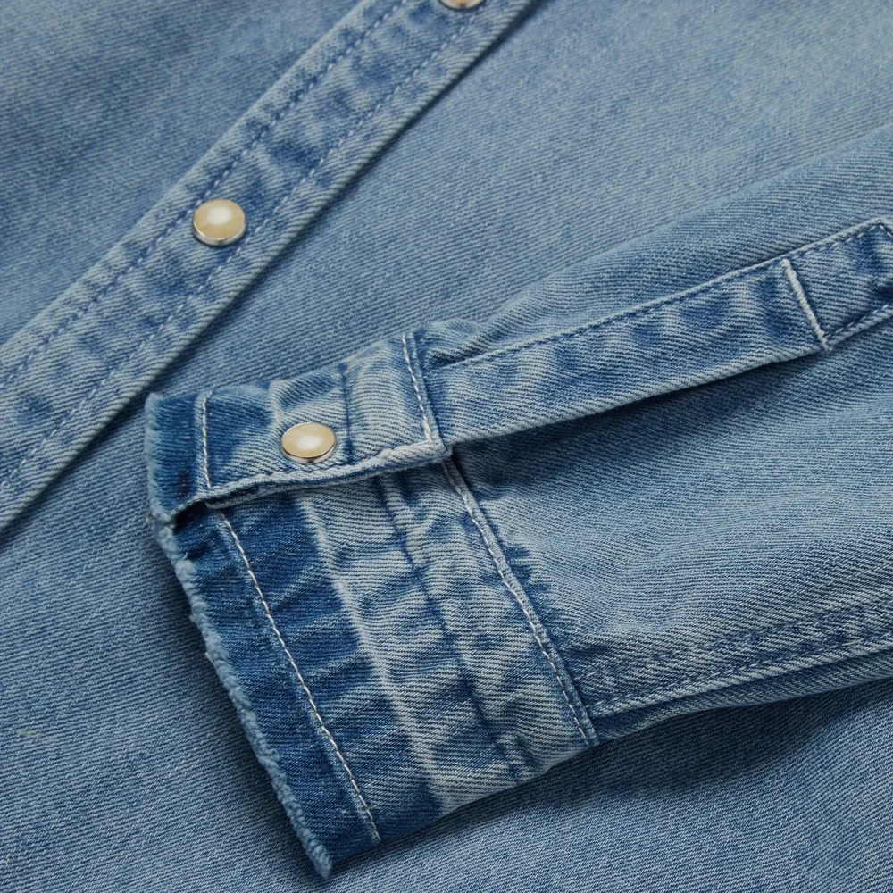 Stetson Loose Fit Denim Snap-Front Shirt Blue Best