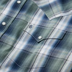 Stetson Lucky Diamond Plaid Western Shirt Green Clearance