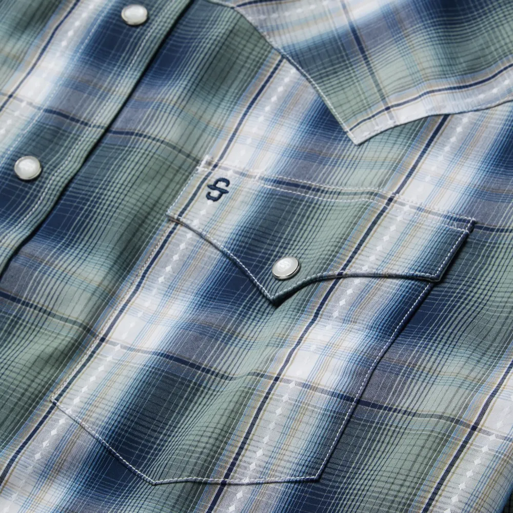 Stetson Lucky Diamond Plaid Western Shirt Green Outlet