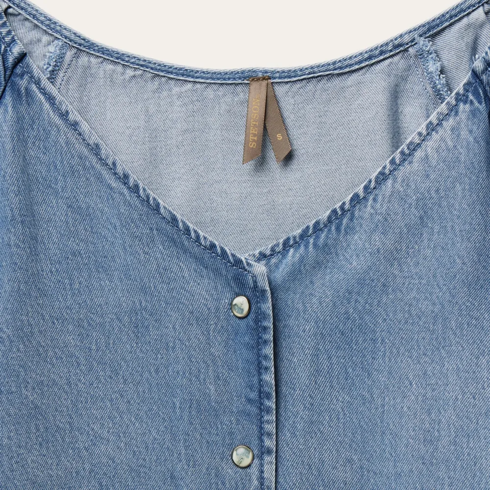 Stetson Lyocell Denim Snap Front Blouse Blue Best
