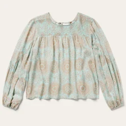 Stetson Mandala Print Peasant Blouse Blue Best