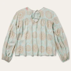 Stetson Mandala Print Peasant Blouse Blue Best