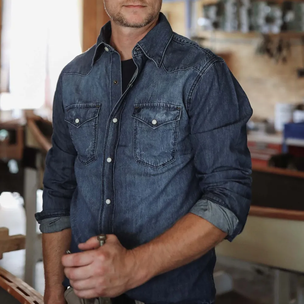 Stetson Medium Denim Shirt Blue Discount