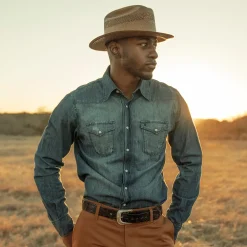 Stetson Medium Denim Shirt Blue Outlet