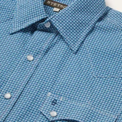 Stetson Micro Print Western Shirt Blue New
