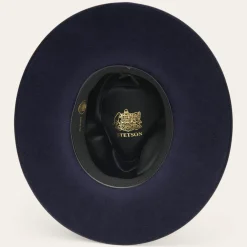 Stetson Midtown Wide Flat Brim Hat Navy New