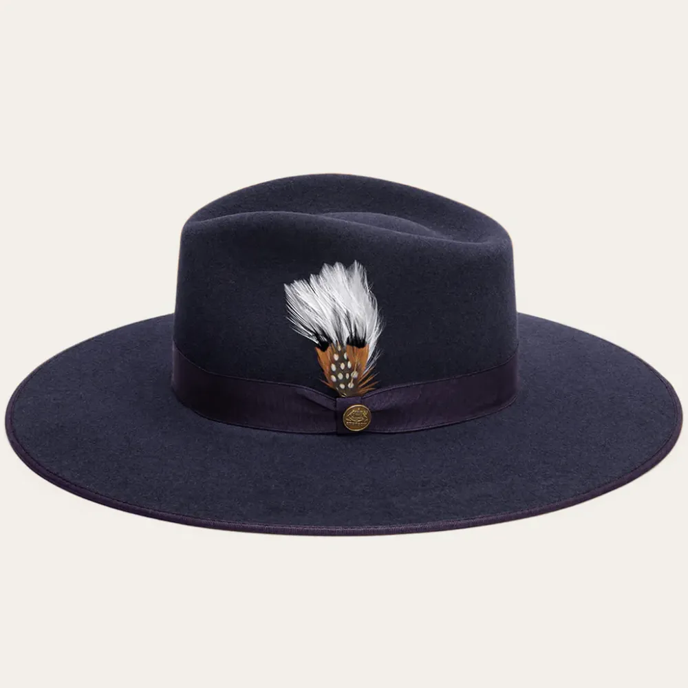 Stetson Midtown Wide Flat Brim Hat Navy Hot
