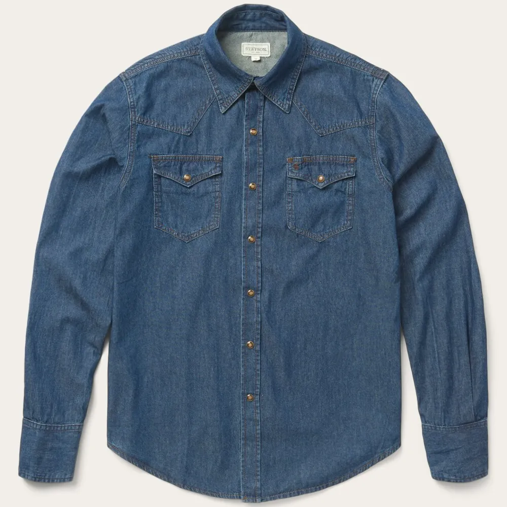Stetson Modern Denim Western Shirt Blue Hot