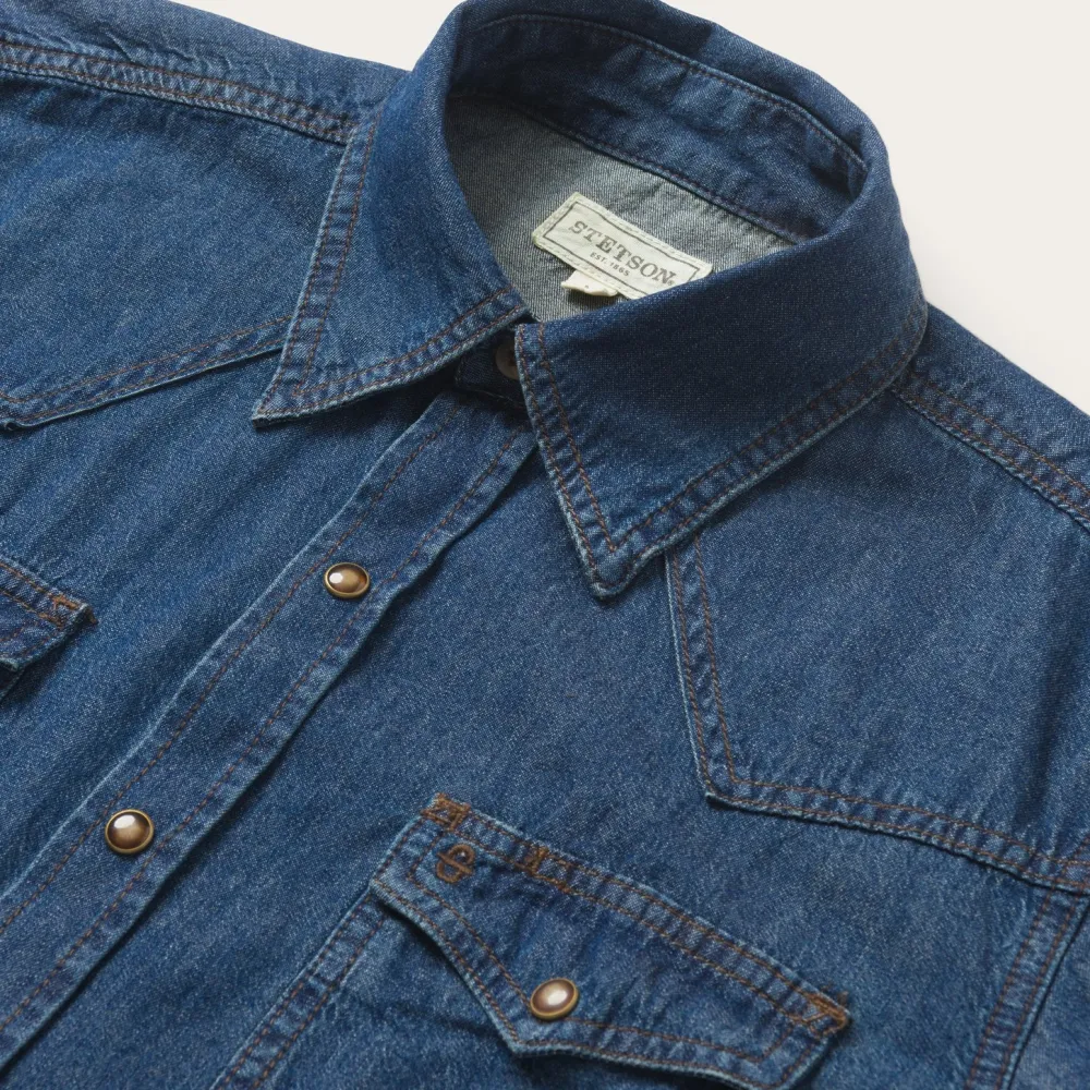 Stetson Modern Denim Western Shirt Blue Hot