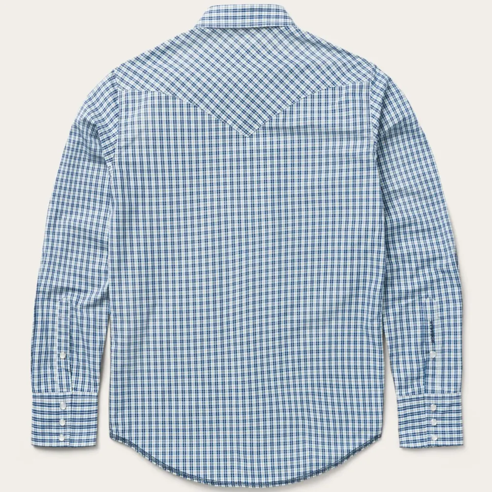 Stetson Modern Snap Front Shirt in Mini Check Blue Online