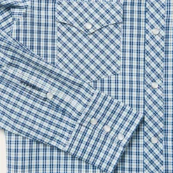 Stetson Modern Snap Front Shirt in Mini Check Blue Online