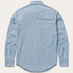 Stetson Modern Snap Front Shirt in Mini Check Blue Best