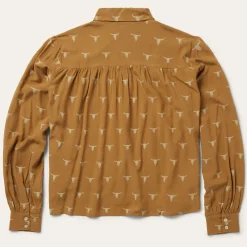 Stetson Mojave Longhorn Print Poet Blouse Brown Sale