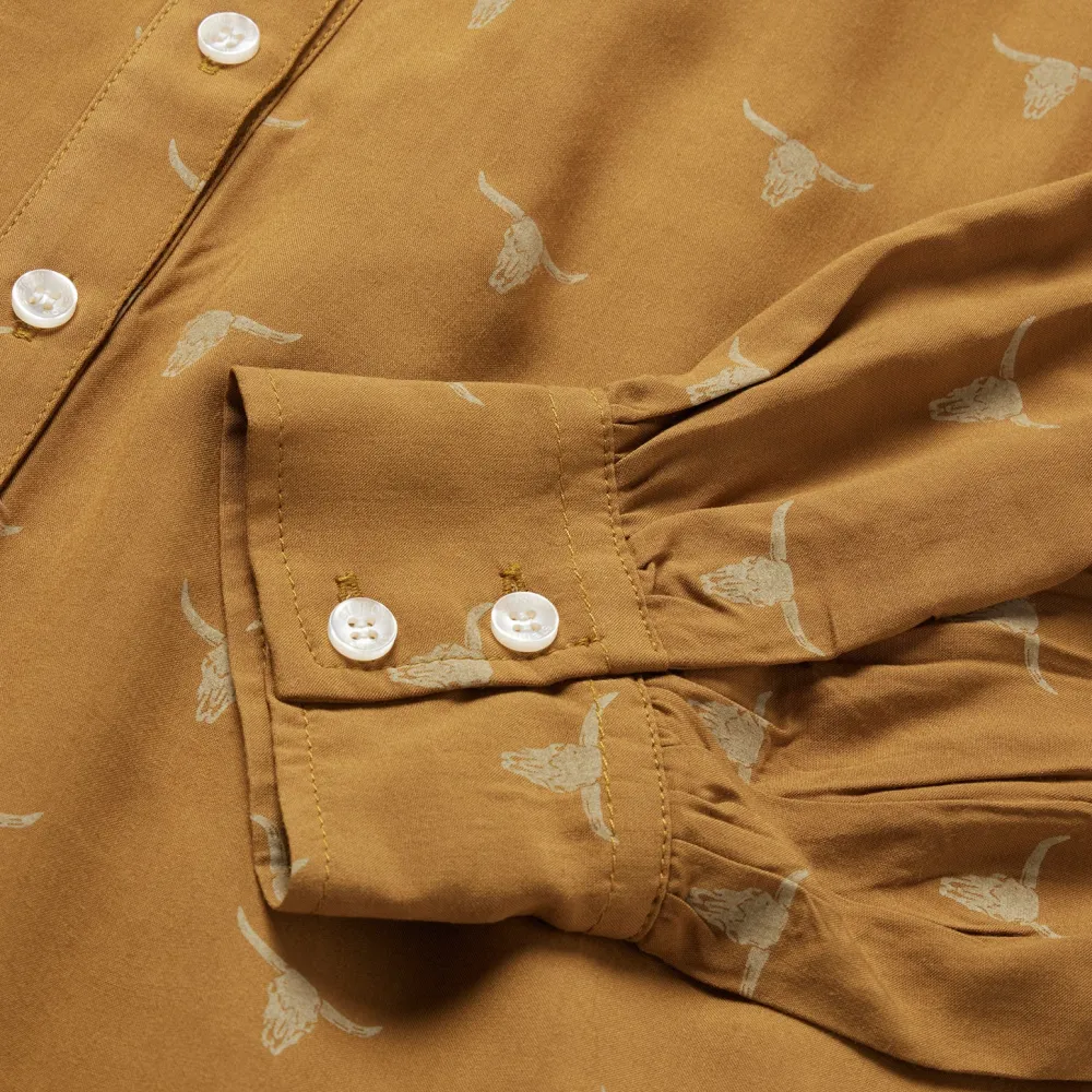 Stetson Mojave Longhorn Print Poet Blouse Brown Sale