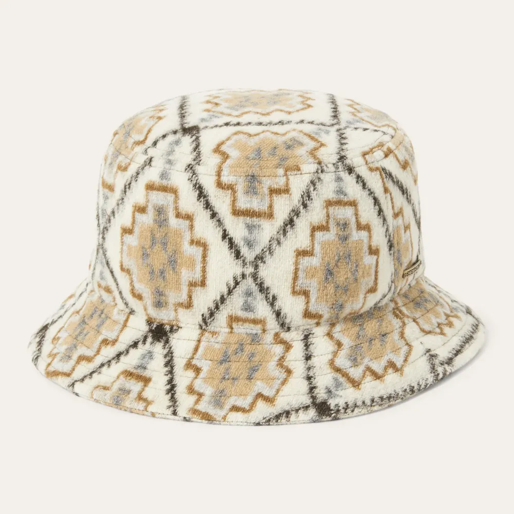 Stetson Navajo Jersey Bucket Hat Off White / Beige New