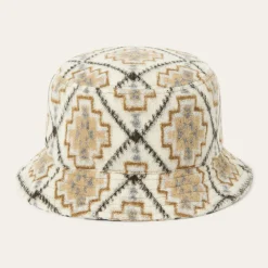 Stetson Navajo Jersey Bucket Hat Off White / Beige New