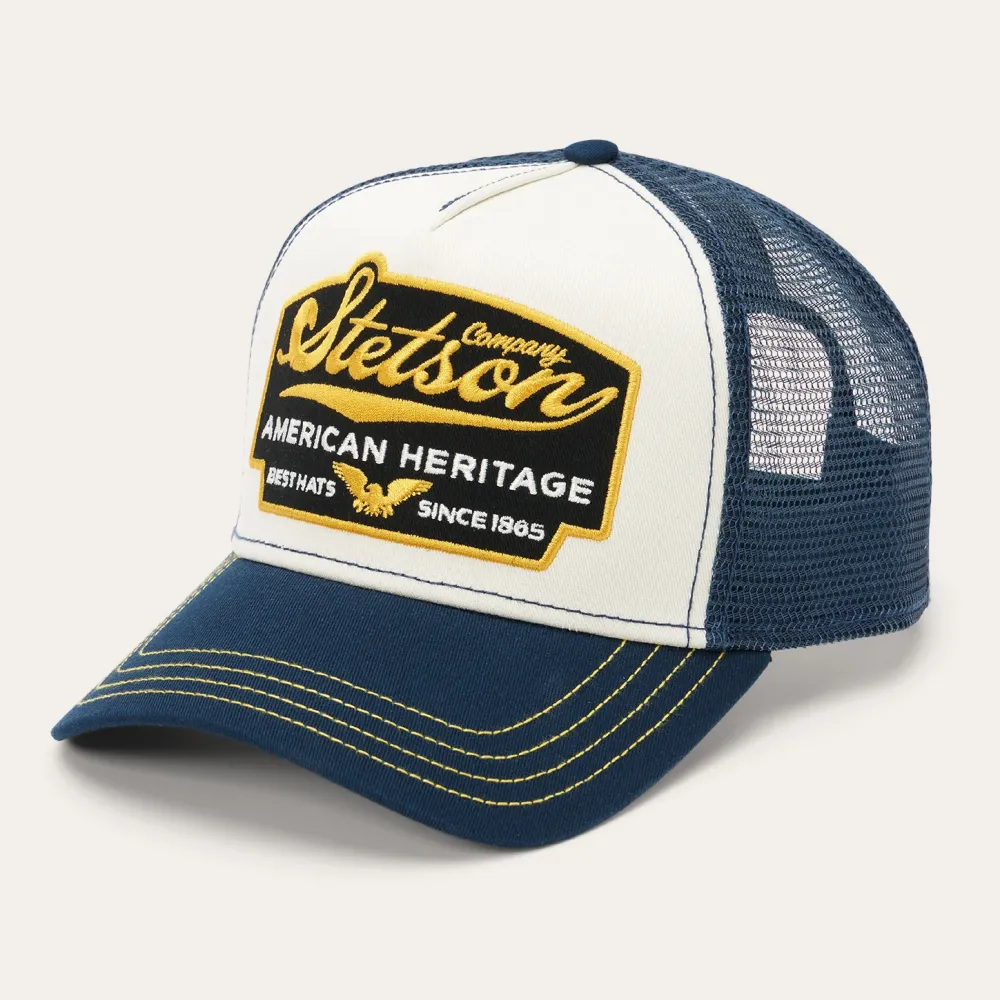 Stetson Navy Script Heritage Trucker Cap Blue/White