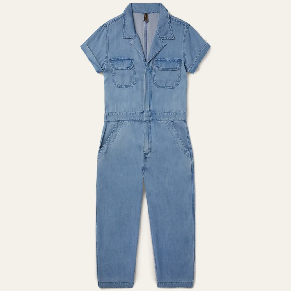 Stetson Notch Collar Jumpsuit Blue Discount