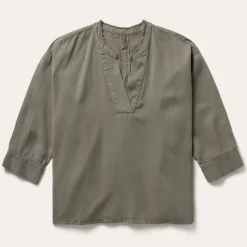 Stetson Olive Lyocell Twill Peasant Top Green Online