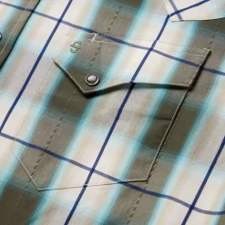 Stetson Olive Ombre Plaid Western Shirt Green