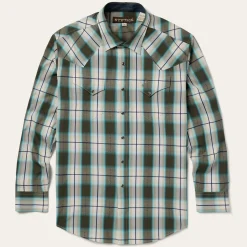 Stetson Olive Ombre Plaid Western Shirt Green Outlet