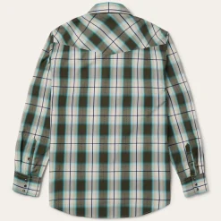 Stetson Olive Ombre Plaid Western Shirt Green Outlet