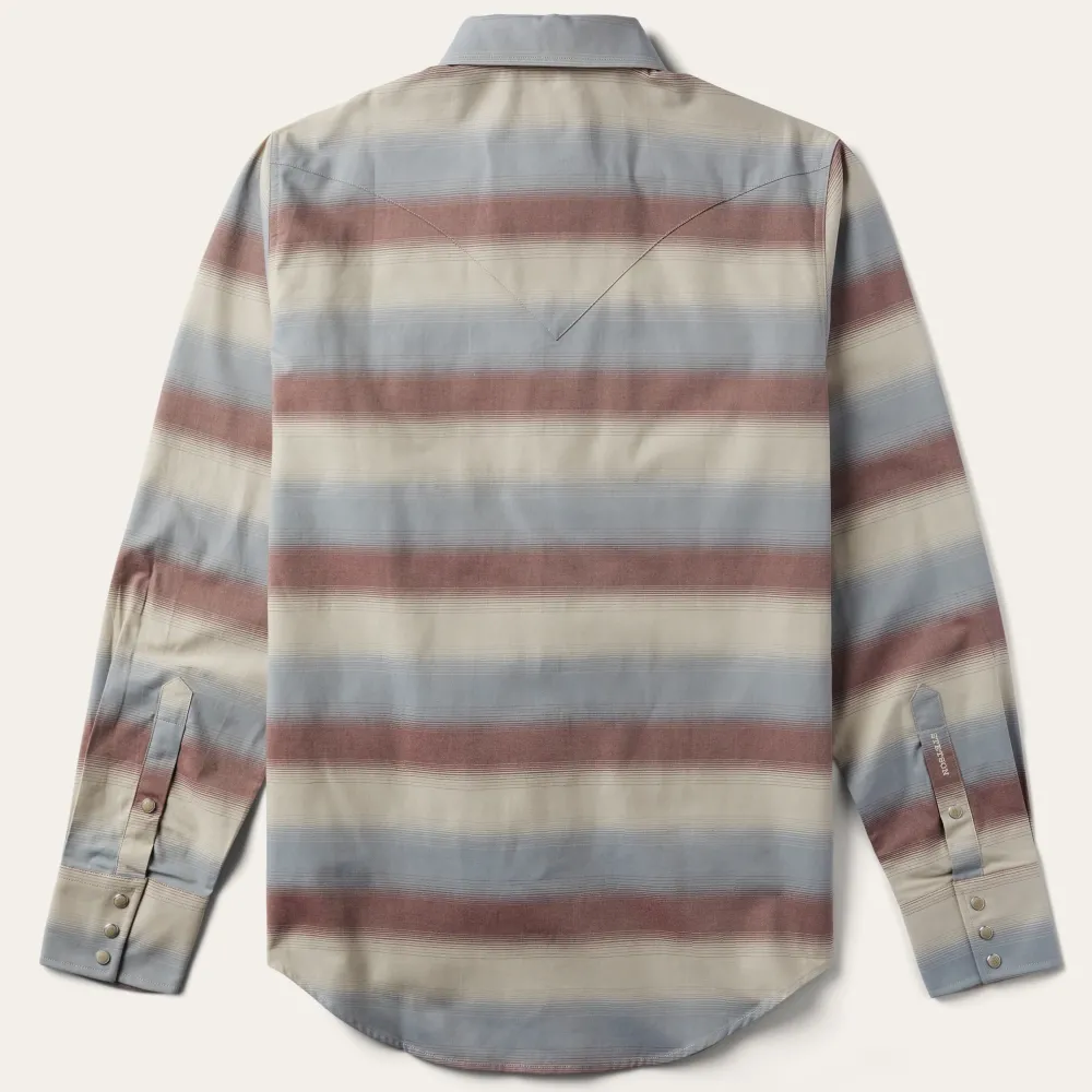 Stetson Ombre Stripe Twill Shirt Wine Clearance