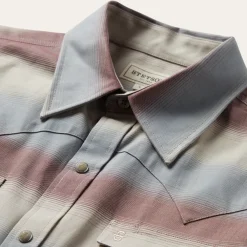 Stetson Ombre Stripe Twill Shirt Wine Clearance