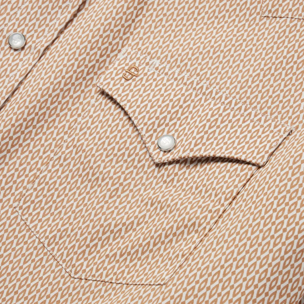 Stetson Diamond Print Western Shirt Orange