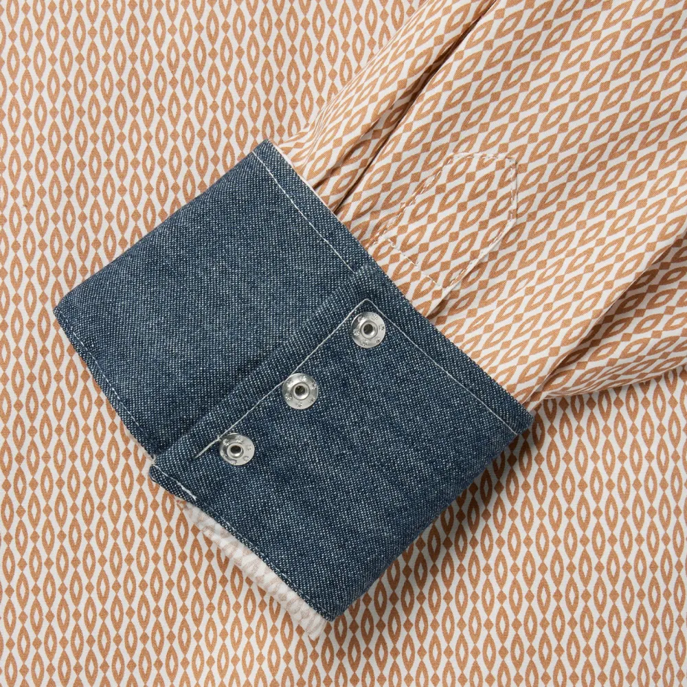 Stetson Diamond Print Western Shirt Orange