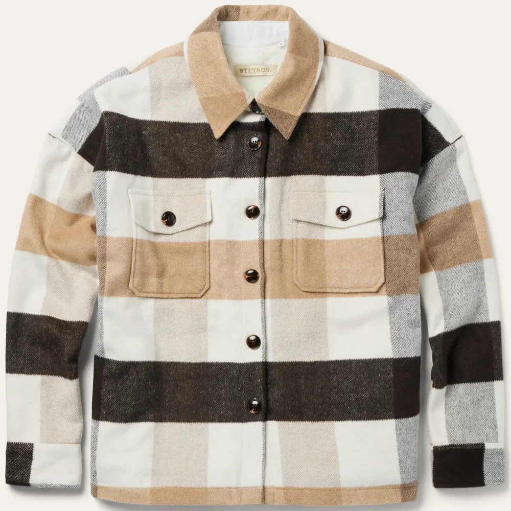 Stetson Oversize Plaid Shirt Jacket Brown Sale