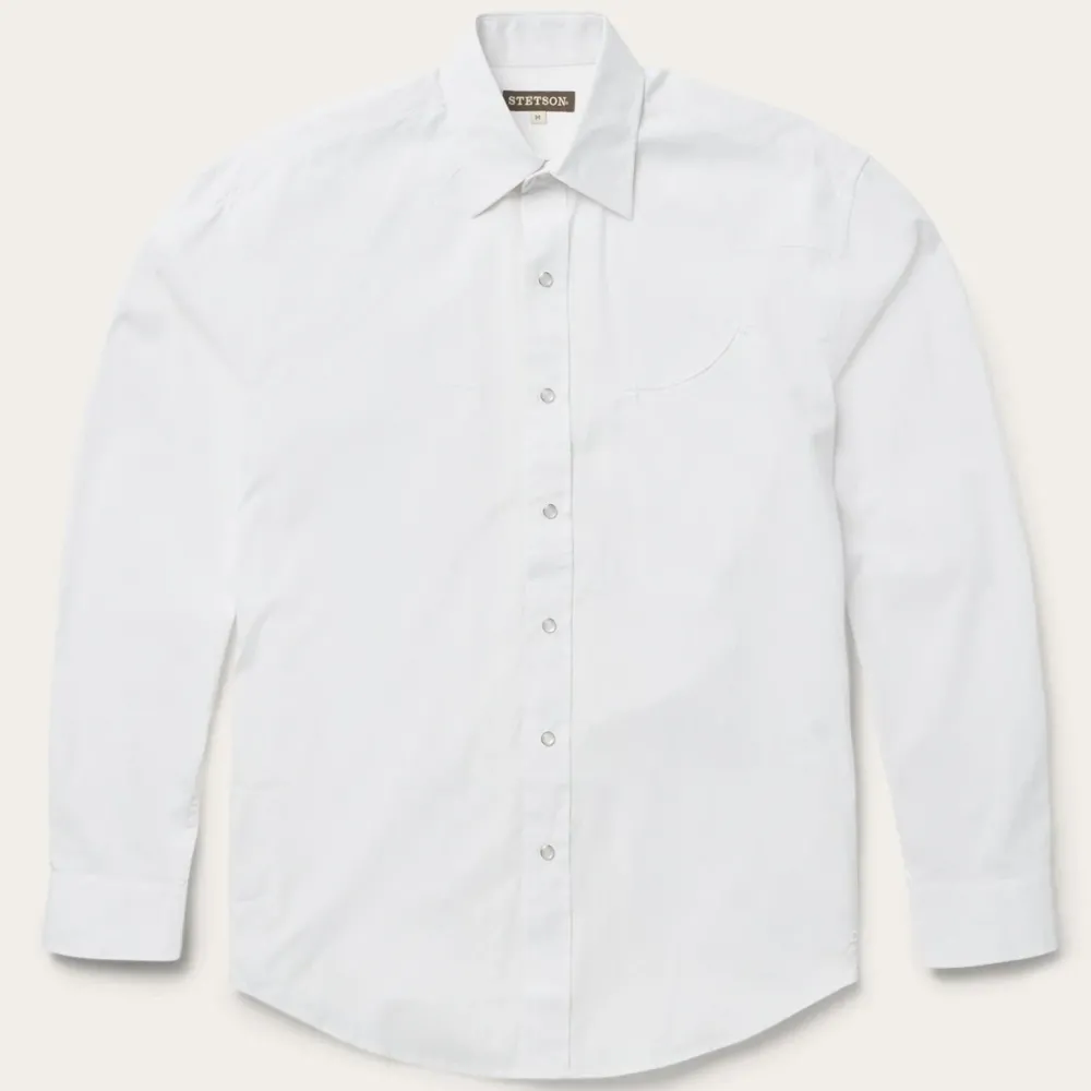 Stetson Pin Point Oxford Shirt White Best