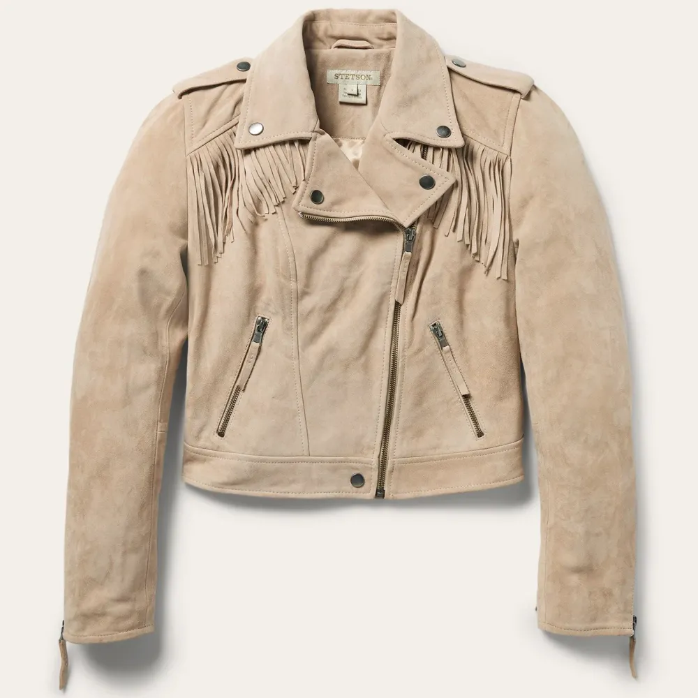 Stetson Premium Suede Moto Jacket Tan Sale