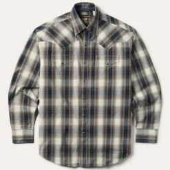 Stetson Ranch Plaid Dobby Western Shirt Brown Sale