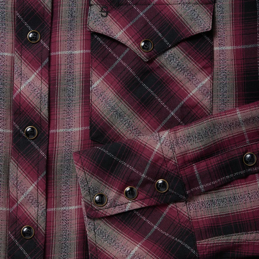 Stetson Marl Plaid Western Shirt Red Discount