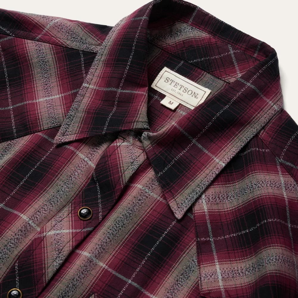 Stetson Marl Plaid Western Shirt Red New