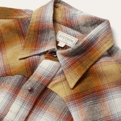 Stetson Rust Plaid Flannel Western Shirt Brown Best