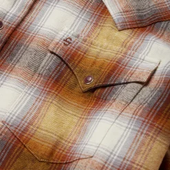 Stetson Rust Plaid Flannel Western Shirt Brown Best