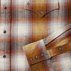 Stetson Rust Plaid Flannel Western Shirt Brown Best