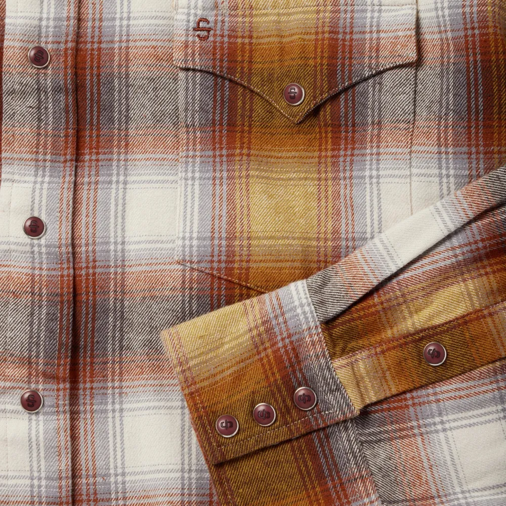 Stetson Rust Plaid Flannel Western Shirt Brown Best